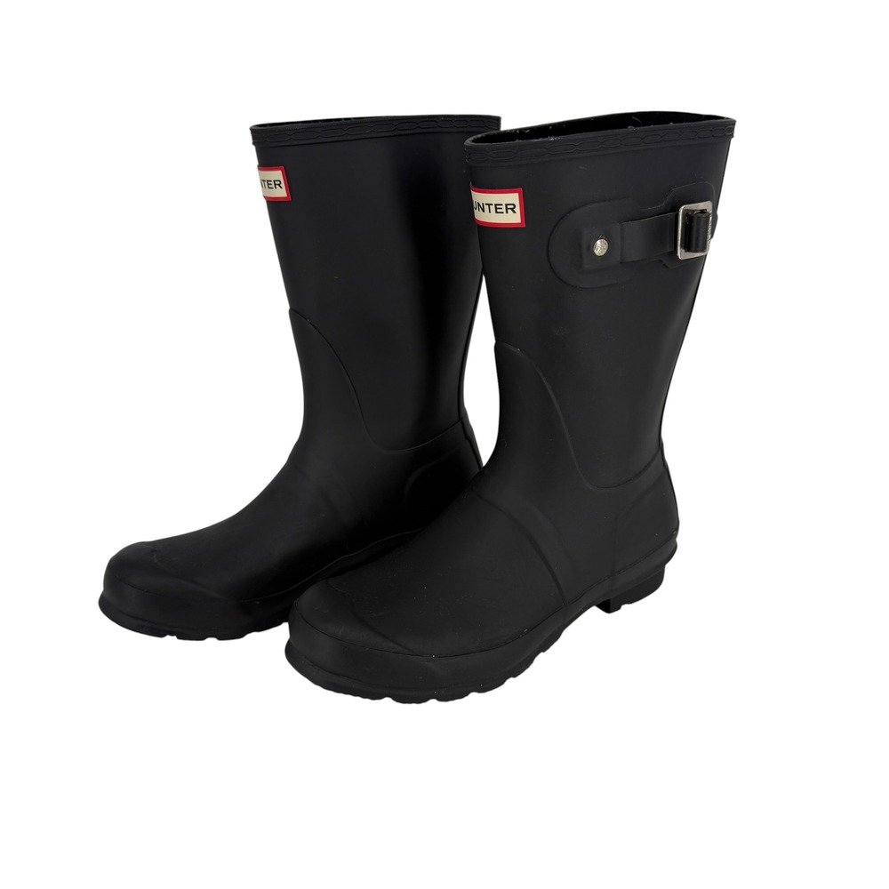 Hunter Original Short Matte Black Rubber Rain Boots Women Size 39 8 Waterproof